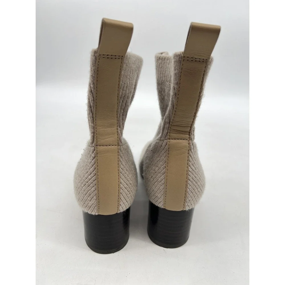Everlane The Glove Boot in ReKnit Bone Cream Ribbed Sock Ankle Boots Size 7.5